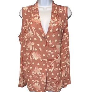 NWT Rose + Olive Womens Mauve Floral Polka Dot Sleeveless Blouse XL Flowy Girly